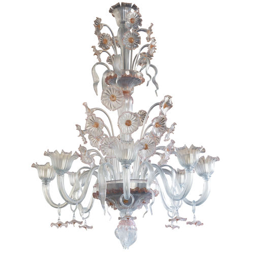 Lustre de style vénitien - VIOLANTE - BOTTEGA VENEZIANA - en verre soufflé / en verre de Murano / 12 ampoules