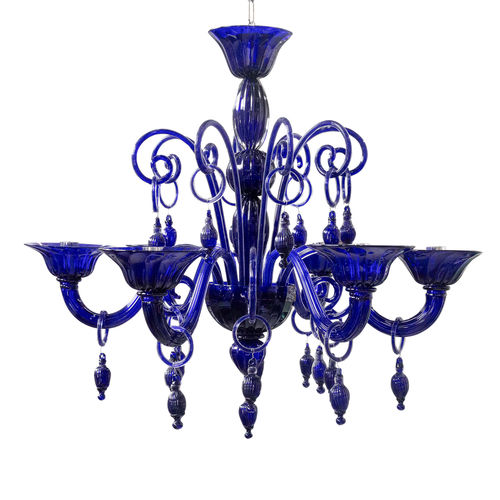 Lustre classique - Blue Moon - BOTTEGA VENEZIANA - en verre soufflé / en verre de Murano / 6 ampoules