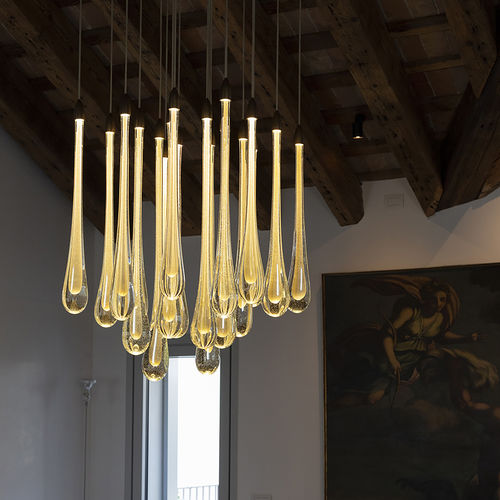 Lustre design original - Goccia composizione - BOTTEGA VENEZIANA - en verre de Murano / feuille d'or / professionnel