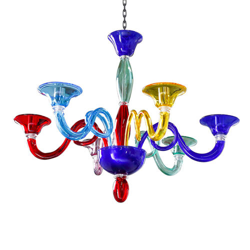Lustre contemporain - BRAZIL - BOTTEGA VENEZIANA - en verre soufflé / en verre de Murano / 6 ampoules