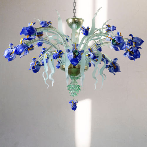 Lustre design original - IRIS PL-12 - BOTTEGA VENEZIANA - en verre / 12 ampoules / professionnel