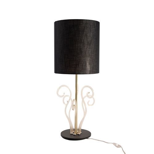 Lampe de table - NOTTURNA - BOTTEGA VENEZIANA - en laiton brossé / en cristal / en tissu
