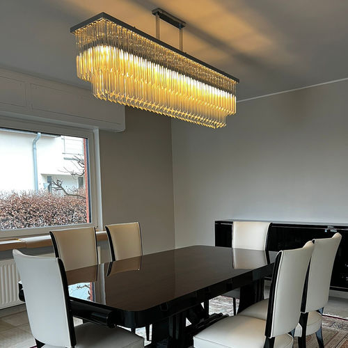 Lustre vintage - ELIORA - BOTTEGA VENEZIANA - en chrome / en cristal / en verre de Murano