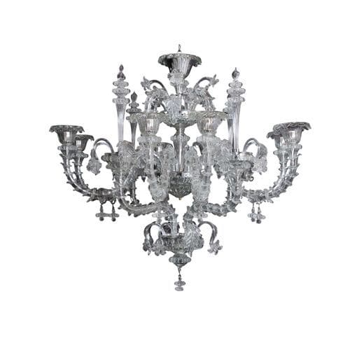Lustre de style - GAIA CRISTALLO - BOTTEGA VENEZIANA - en chrome / en cristal / en verre de Murano