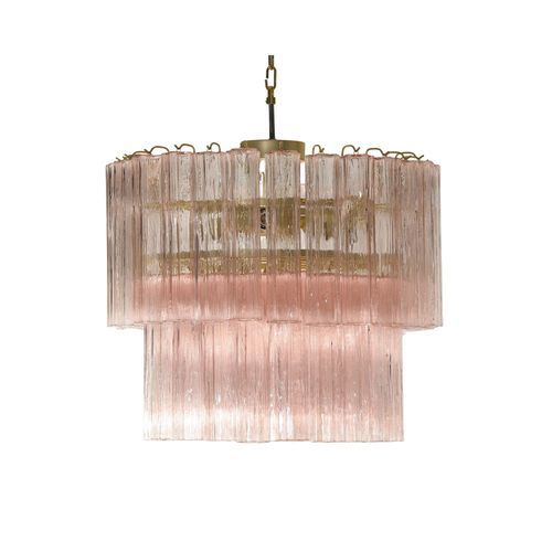 Lustre vintage - MELBA ROSA - BOTTEGA VENEZIANA - en laiton / en verre / en verre de Murano