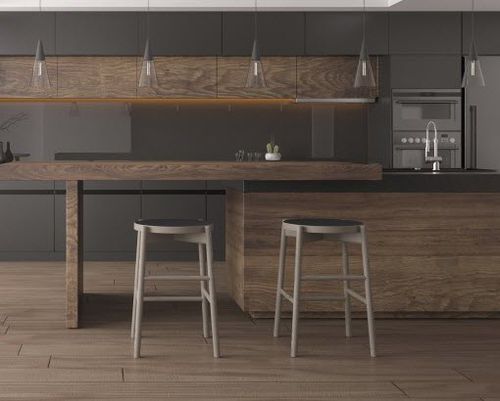 Tabouret de bar contemporain - KOTAN  - CondeHouse - en cuir / en frêne / avec piètement en frêne