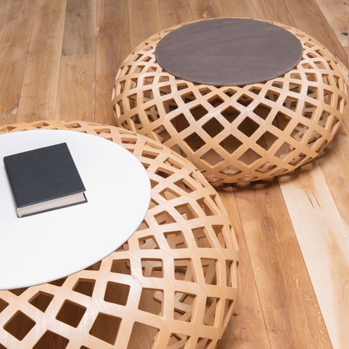 Pouf design original - KINA LUX FLOOR U - CondeHouse - en tissu / en cuir / en bois courbé