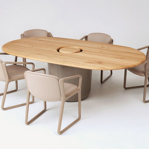 Table à manger contemporaine - ONE - CondeHouse - en chêne / avec piètement en hêtre / ovale