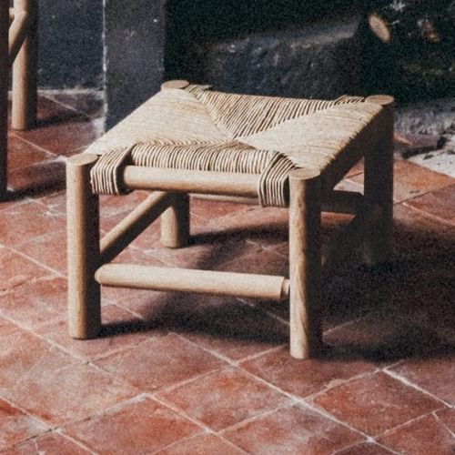 Tabouret rustique - PÉNÉLOPE - Midi - en chêne / en paille