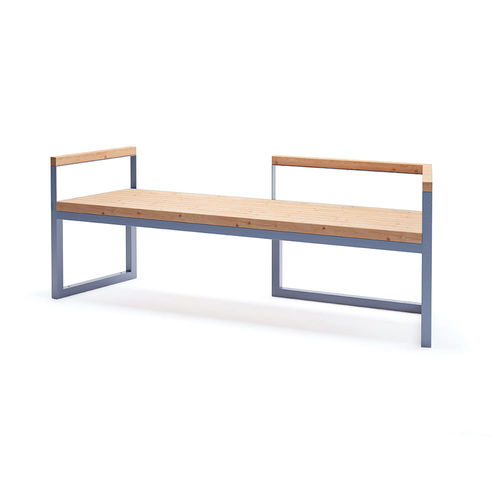 Banc public contemporain - Christiania - Københagen Outstanding - en mélèze / en acier à revêtement par poudre / avec dossier