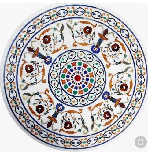 Plateau de table en marbre - WHITE INLAY  - INDIA STONE EXPORT