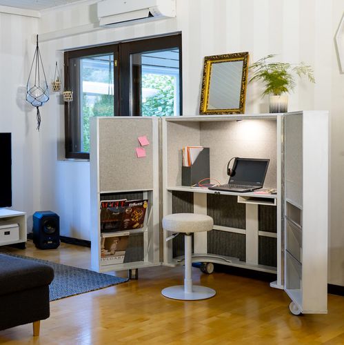 Bureau contemporain - SSHHH 3 - EVAVAARA DESIGN - en bois / en feutre / avec rangement