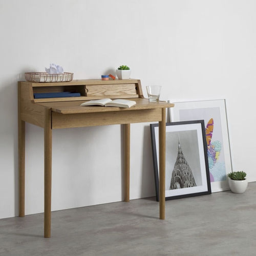 Meuble secrétaire contemporain - Leonie  - LITOOC - en placage de bois / en chêne blanc / avec étagère