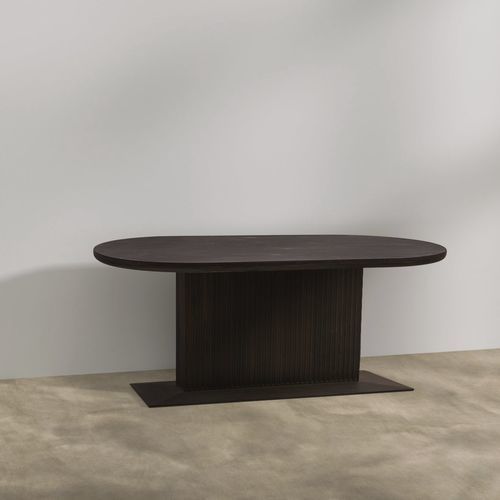 Table à manger contemporaine - Hannes - LITOOC - en chêne blanc / avec piètement en chêne / ovale