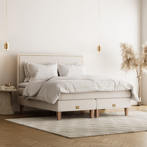 Lit double - LYCKA - Mattsons Beds - contemporain / tapissé / avec tête de lit tapissée