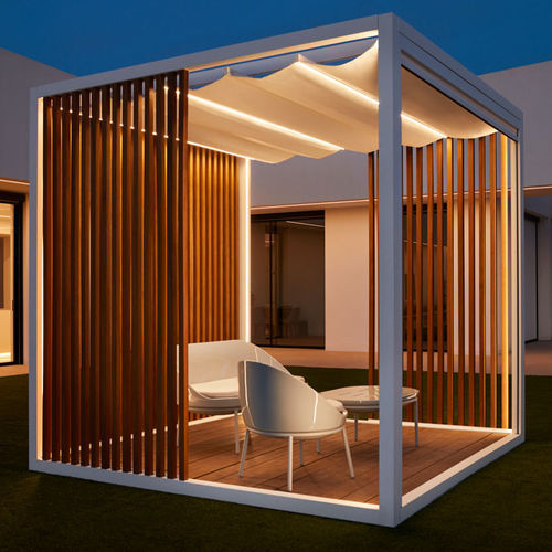 Pergola autoportée - Brez  - MOWEE - en bois / en aluminium / à lames orientables