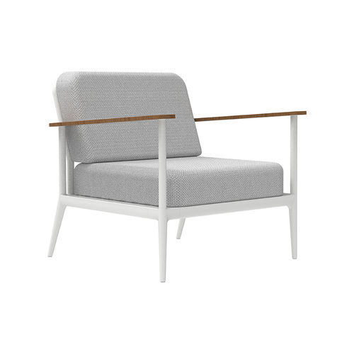 Fauteuil contemporain - Nature - MOWEE - en tissu / en iroko / en aluminium laqué