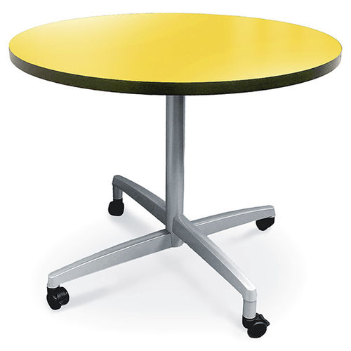 Table bistrot contemporaine - DRY ERASE - Allied - en stratifié / avec piètement en fonte d'aluminium / ronde