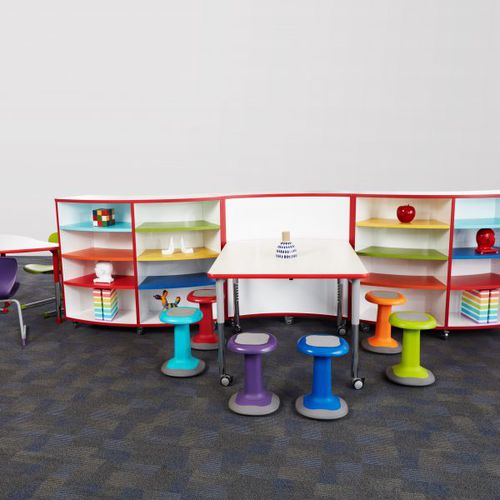 Bibliothèque modulable - STAX SERIES : DOUBLE MOBILE - Academia furnitures industries - paravent / à roulettes / contemporaine