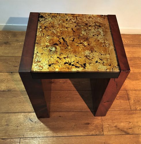 Table d'appoint de style - Duco - en verre / avec piètement en fer / avec piètement en bois de feuillus