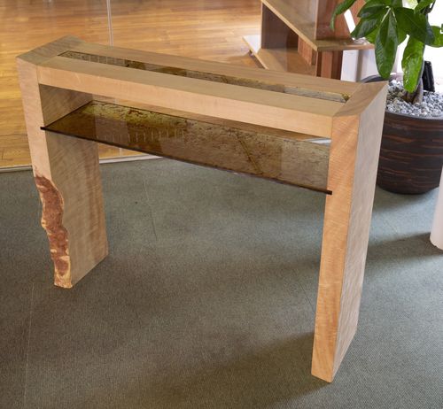 Console contemporaine - Duco - en verre trempé / en chêne / en châtaignier