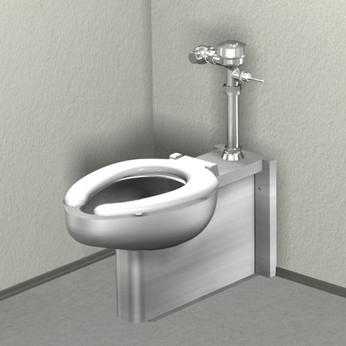 Toilette à poser - 1003 - murdock - en inox / ovale / avec chasse d'eau apparente