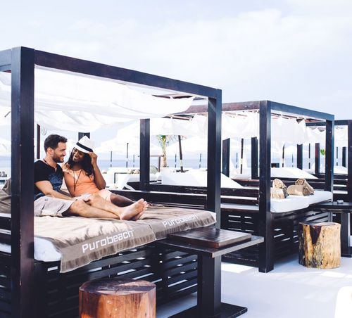 Gazebo en teck - PUROBEACH - Beach Concept - toit en toile / structure en bois / professionnel
