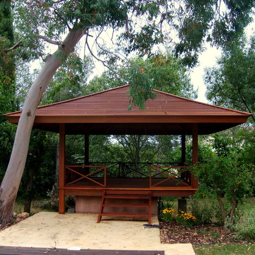 Gazebo en teck - SYRAP - Beach Concept - en merbau / toit en bois / structure en bois