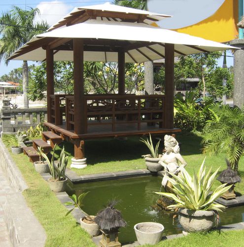 Gazebo en teck - TOILE - Beach Concept - en merbau / toit en toile / structure en bois