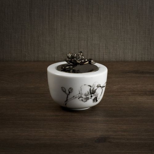 Sucrier en porcelaine - BLACK ORCHID  - Michael Aram - en acier inoxydable