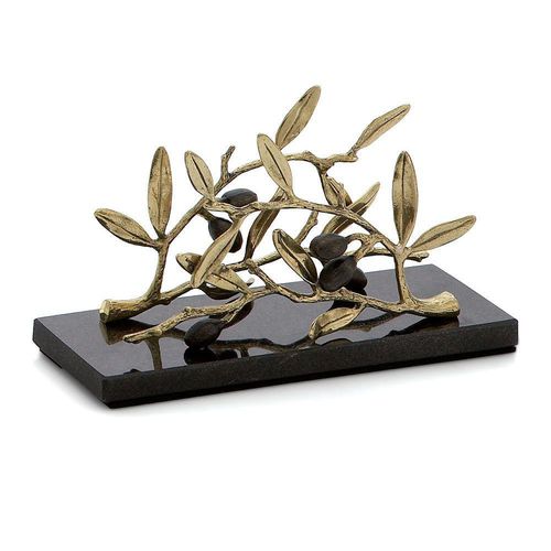 Porte-serviette de table en laiton - OLIVE BRANCH  - Michael Aram - en granit / résidentiel