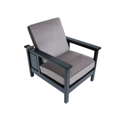 Fauteuil contemporain - MORRIS  - Pierre COUNOT BLANDIN - en tissu / en hêtre / à dossier inclinable