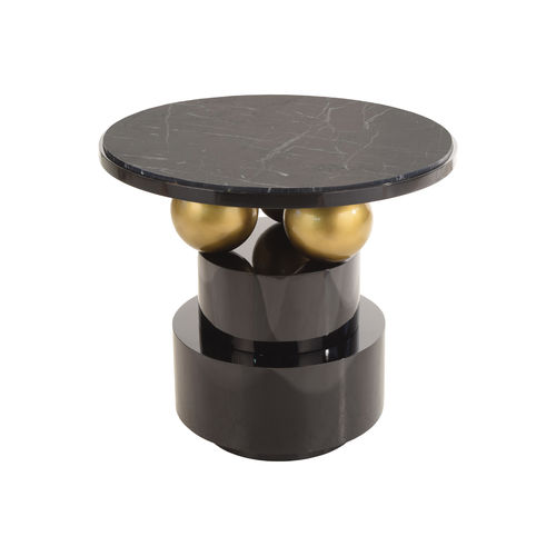 Table d'appoint contemporaine - BOULE  - Pierre COUNOT BLANDIN - en marbre / avec piètement en hêtre / ronde