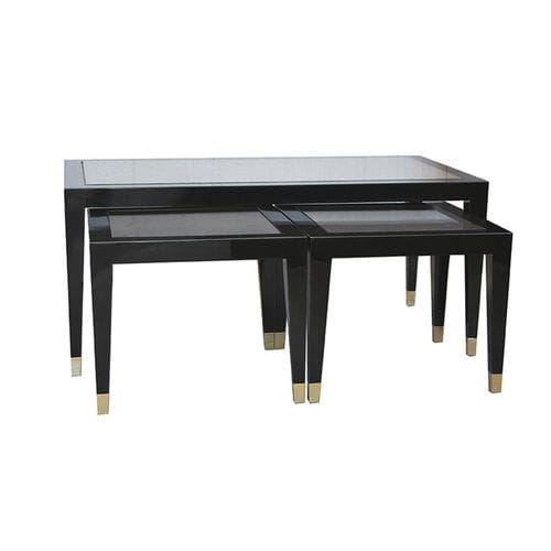 Table gigogne contemporaine - DTAGI - Pierre COUNOT BLANDIN - en hêtre / en verre / avec piètement en hêtre