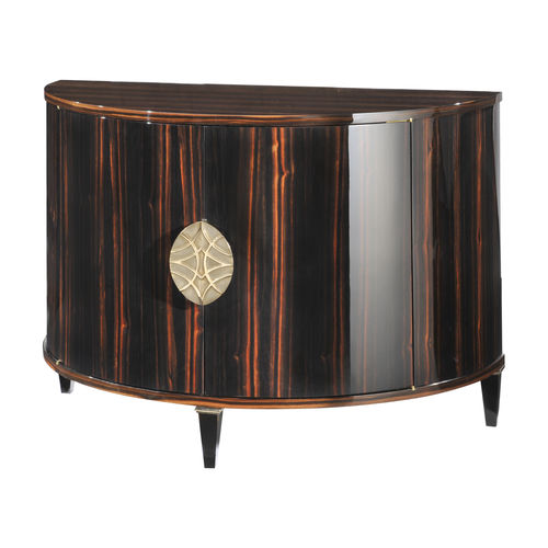 Console Art Déco - DEMI-LUNE - Pierre COUNOT BLANDIN - en ébène de macassar / avec piètement en hêtre / demi-lune