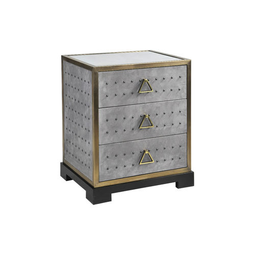 Table de chevet contemporaine - ALLURE - Pierre COUNOT BLANDIN - en contreplaqué / en cuir / en laiton