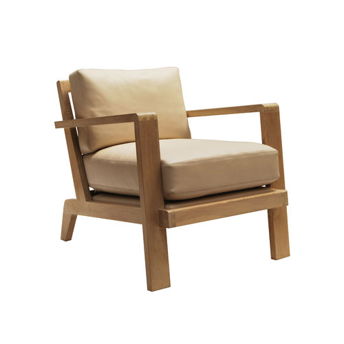 Fauteuil contemporain - JACK - Pierre COUNOT BLANDIN - en tissu / en chêne / avec coussin amovible