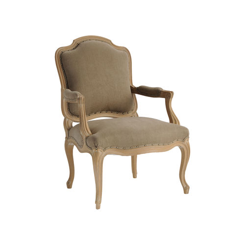 Fauteuil de style Louis XV - 646  - Pierre COUNOT BLANDIN - en tissu / marron / ivoire
