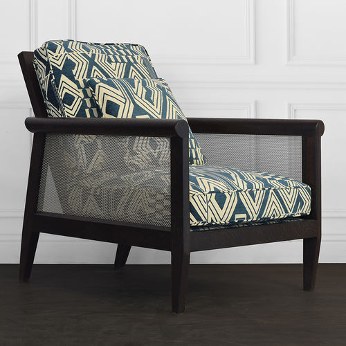 Fauteuil contemporain - MONTAUK - Pierre COUNOT BLANDIN - en tissu / en bois / en maille métallique