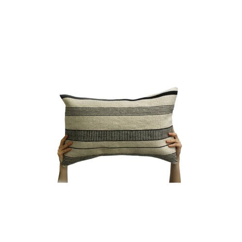 Coussin rectangulaire - BASICO NERO II  - ARTYCRAFT - à rayures / en laine / noir
