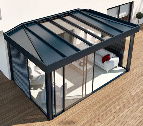 Couverture pour pergola coulissante - CORTIZO - Termo Express - avec protection solaire / en aluminium / en polycarbonate