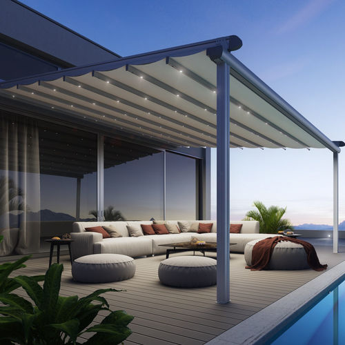 Pergola autoportée - Termo Express - adossée / en aluminium / couverture en toile