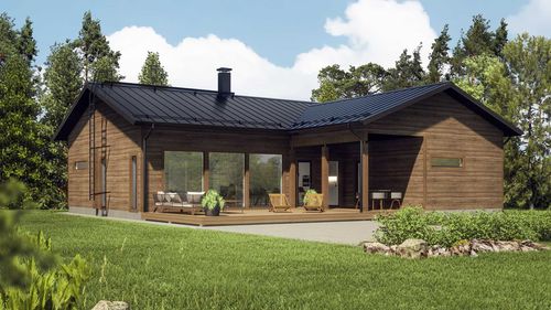 Maison en bois massif empilé - RUSKO 166 - Kuusamo Hirsitalot Oy - modulaire / contemporaine / de plain-pied