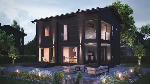 Maison en bois massif empilé - SYSI 132 - Kuusamo Hirsitalot Oy - modulaire / contemporaine / à 2 étages