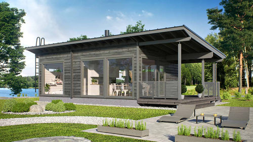 Maison en bois massif empilé - PIILO 50 - Kuusamo Hirsitalot Oy - modulaire / contemporaine / de plain-pied