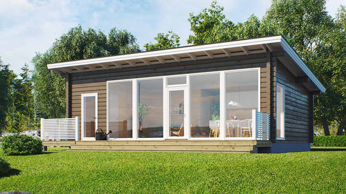 Maison en bois massif empilé - PESÄ 67 - Kuusamo Hirsitalot Oy - modulaire / contemporaine / de plain-pied