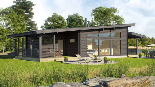 Maison en bois massif empilé - SAAPUNKI 87 - Kuusamo Hirsitalot Oy - modulaire / contemporaine / de plain-pied
