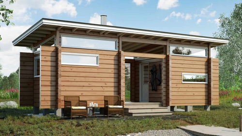 Maison en bois massif empilé - KORVAS 15 - Kuusamo Hirsitalot Oy - modulaire / contemporaine / de plain-pied