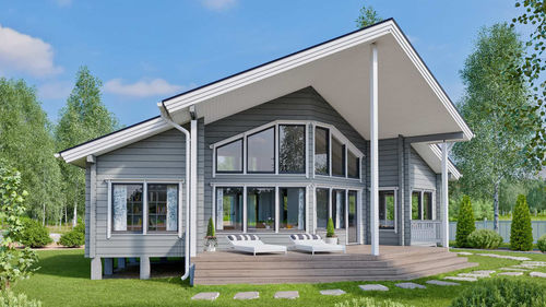 Maison en bois massif empilé - NUUNA 65S - Kuusamo Hirsitalot Oy - modulaire / contemporaine / de plain-pied