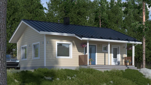 Maison en bois massif empilé - ENOLA 75 - Kuusamo Hirsitalot Oy - modulaire / contemporaine / de plain-pied